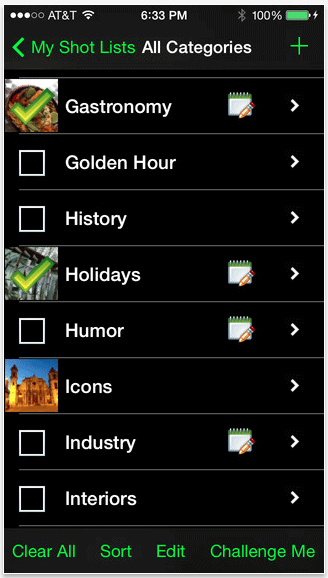 My Shot Lists for Travel – iPhone App for Photographers